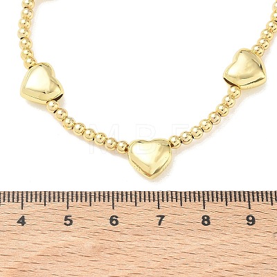 Brass Round Heart Beaded Necklaces NJEW-Z120-01G-1