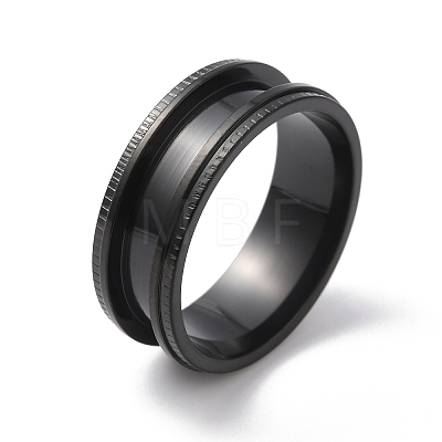 Titanium Steel Grooved Finger Ring for Men Women RJEW-WH0004-30E-EB-1