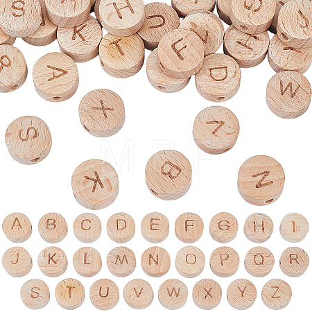 52Pcs 26 Styles Beech Wood Beads WOOD-PA0001-60-1