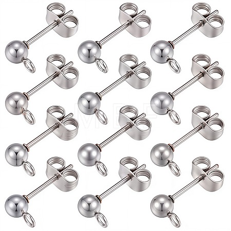 40Pcs 304 Stainless Steel Ball Post Stud Earring Findings STAS-SC0005-26-1