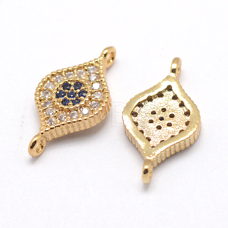 Eye Flat Round Brass Micro Pave Cubic Zirconia Links ZIRC-J009-06G-1