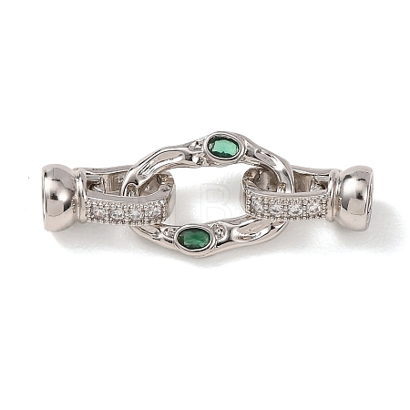 Brass Micro Pave Cubic Zirconia Fold Over Clasps KK-D259-08B-P-1
