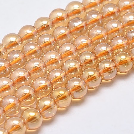 Imitate Austrian Crystal Electroplate Glass Round Bead Strands GLAA-F030-4mm-A01-1