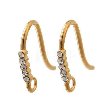 304 Stainless Steel Rhinestone Earring Hooks STAS-D310-01G-02-1