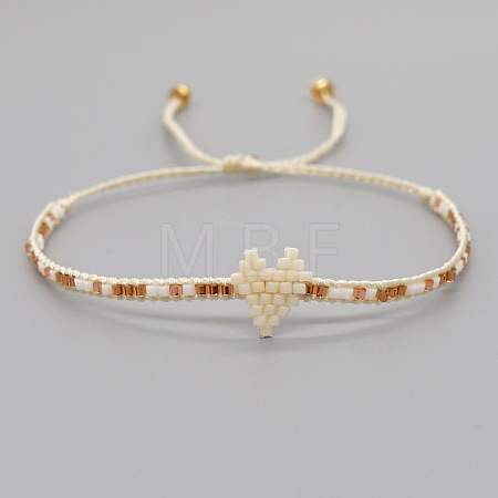 Handmade MIYUKI Glass Seed Bead Heart Braided Bracelets for Women LI3804-1-1