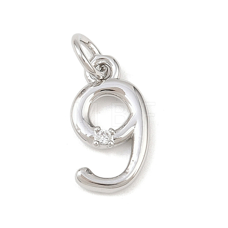 Brass Micro Pave Clear Cubic Zirconia Charms KK-P339-27P-09-1