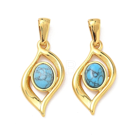 304 Stainless Steel with Synthetic Turquoise Pendants STAS-L309-21I-G-1