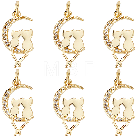 Brass Micro Pave Clear Cubic Zirconia Pendants ZIRC-BBC0002-47-1