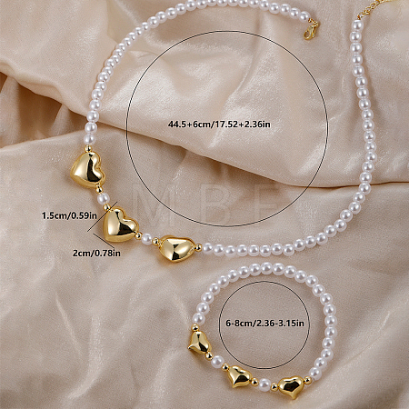 Brass Heart Bracelets & Necklaces Sets for Women CA5711-3-1
