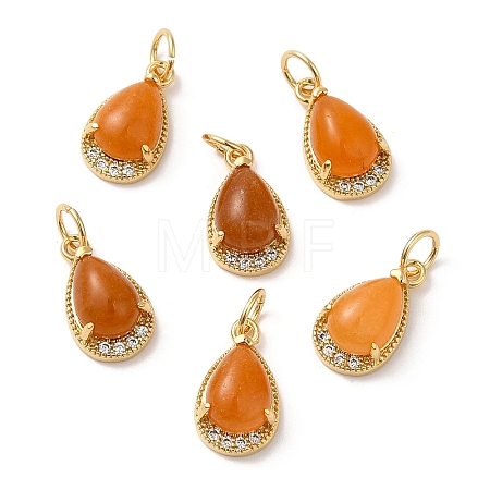 Natural Yellow Jade Teardrop Charms G-A034-01G-02-1