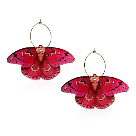 Butterfly Alloy Acrylic Hoop Earrings FS-WG09DCE-02-1