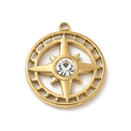 304 Stainless Steel Rhinestone Pendants STAS-I322-33G-04-1