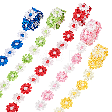 7.5 Yrads 5 Colors Polyester Flower Lace Trim Ribbon OCOR-PH0005-67-1