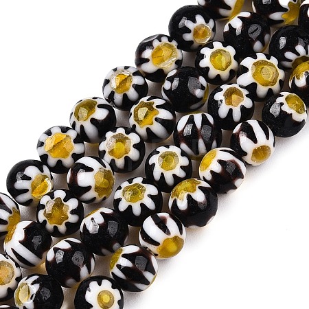Round Millefiori Glass Beads Strands LK-P001-31-1