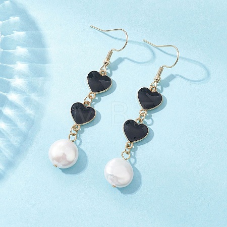 Natural Keshi Pearl Heart Dangle Stud Earrings EJEW-JE06725-1