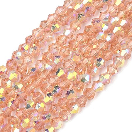Electroplate Transparent Glass Beads Strands EGLA-K015-18C-1