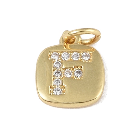 Rack Plating Brass Micro Pave CLear Cubic Zirconia Charms KK-E110-14G-F-1