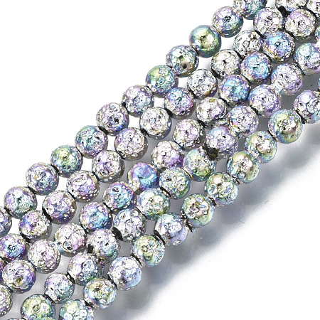 Electroplated Natural Lava Rock Beads Strands G-S352-30A-03-1