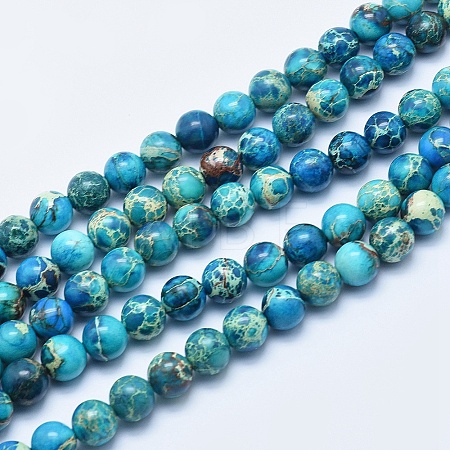 Natural Imperial Jasper Beads Strands X-G-A175B-8mm-03-1
