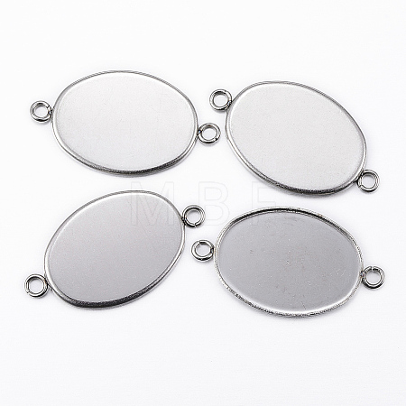 Tarnish Resistant 304 Stainless Steel Cabochon Connector Settings STAS-H394-01P-1
