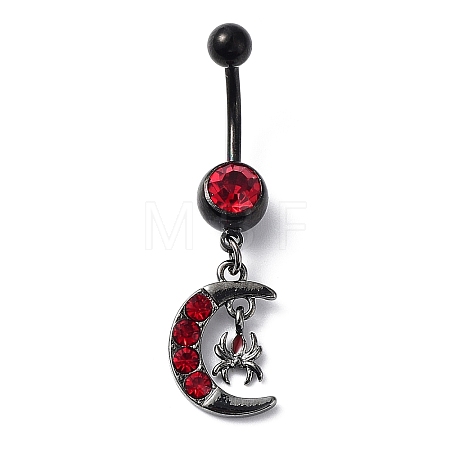Hyacinth Rhinestone Charm Dangle Belly Rings AJEW-D053-01B-EB-1