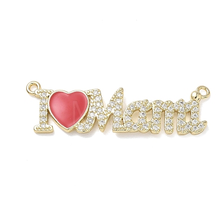 Valentine's Day Brass Micro Pave Clear Cubic Zirconia and Enamel Pendants KK-T084-04G-1