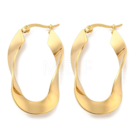 202 Stainless Steel Irregular Oval Hoop Earring EJEW-H003-10G-1