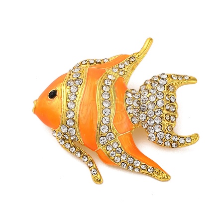 Zinc Alloy Crystal Rhinestone Resin Fish Brooch JEWB-U010-01G-01-1