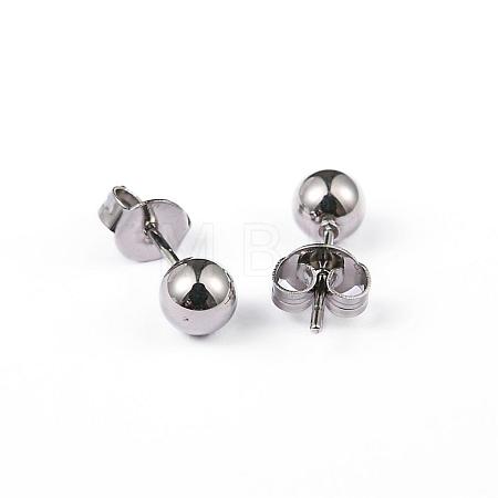 Tarnish Resistant 304 Stainless Steel Ball Stud Earrings EJEW-2224-5mm-P-1