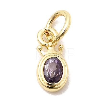 Brass Cubic Zirconia Charms KK-G554-01A-01-1