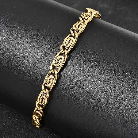 304 Stainless Steel Swirl  Link Bracelets for Women BJEW-K240-11G-1
