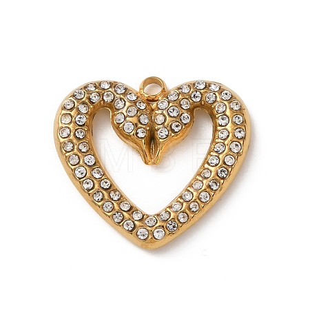 304 Stainless Steel Rhinestone Pendants STAS-B139-03G-01-1