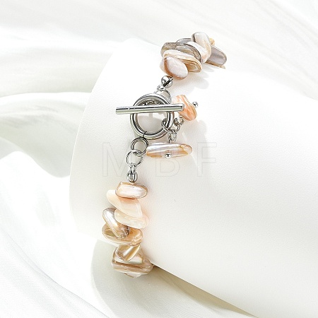 Nuggets Natural Freshwater Shell Charm Bracelets BJEW-JB14016-1