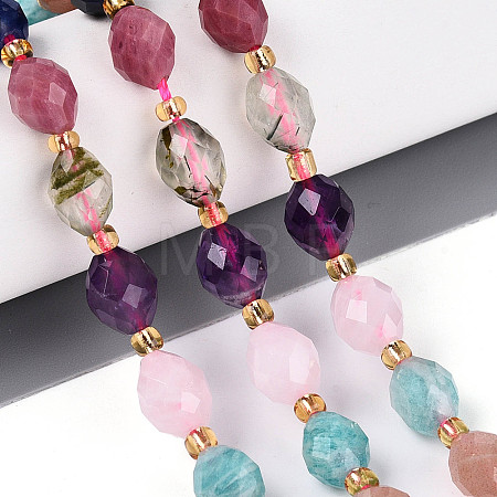 Natural Sodalite & Rhodonite & Prehnite & Amethyst & Rose Quartz & Flower Amazonite & Sunstone Beads Strands G-N358-04A-01-1