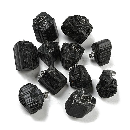 Natural Black Tourmaline Pendants G-F739-01AP-1