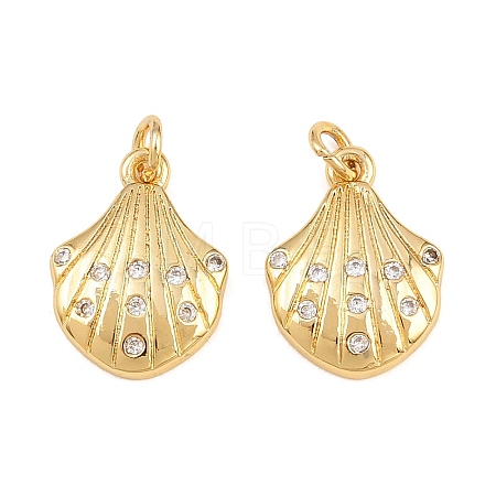 Brass Micro Pave Clear Cubic Zirconia Charms KK-Q085-02D-G-1
