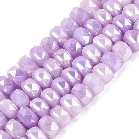 Electroplate Crackle Imitation Jade Glass Beads Strands EGLA-Q135-01A-C09-1