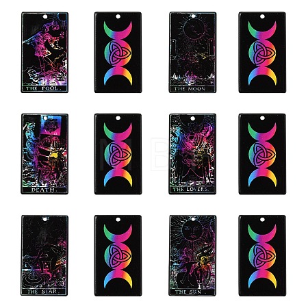 24Pcs 6 Style Printed Opaque Acrylic Pendants SACR-SC0001-13-1