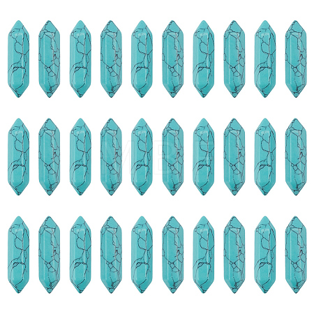 30Pcs Dyed Faceted Bullet Synthetic Turquoise Points for Wire Wrapped Pendants Making G-OC0005-98-1