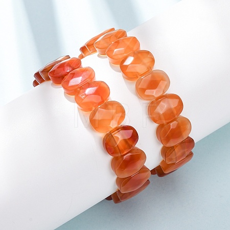 Dyed & Heated Natural Carnelian Faceted Beaded Stretch Bracelets for Women BJEW-K251-07P-1