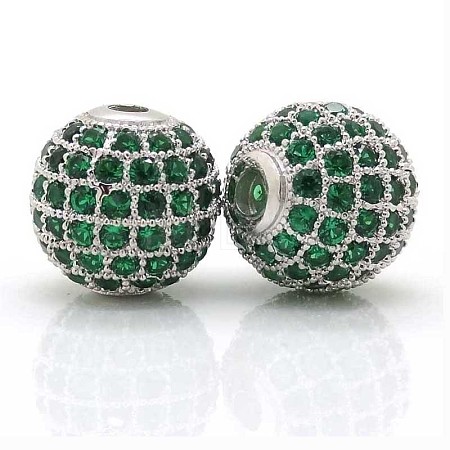Brass Cubic Zirconia Beads ZIRC-F001-35P-1