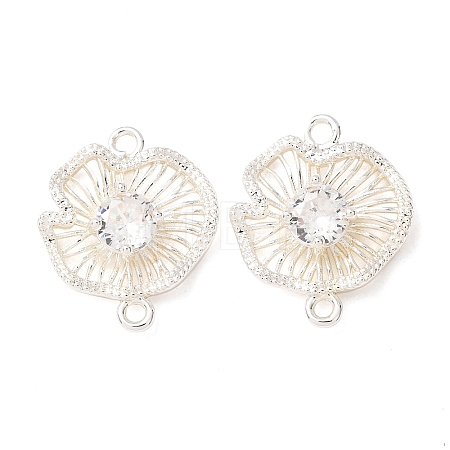 Brass Pave Clear Cubic Zirconia Connector Charms CU-CBAEC99-11S-1