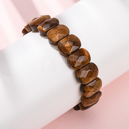 Natural Tiger Eye Beaded Stretch Bracelets for Unisex G-K303-01C-1