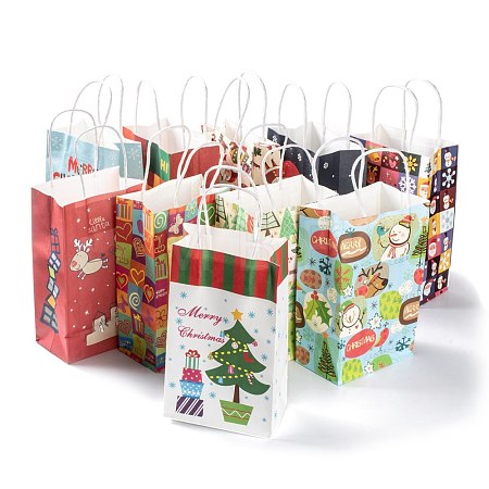 Christmas Theme Kraft Paper Gift Bags CARB-L009-AM-1