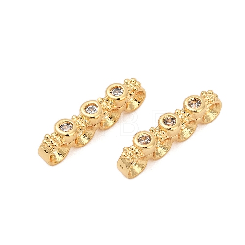 Brass Micro Pave Clear Cubic Zirconia Spacer Bars KK-P302-26G-1