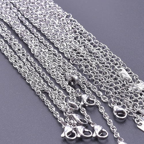 Non-Tarnish 2.2MM Unisex 304 Stainless Steel Cable Chains Necklaces FX6206-1-1