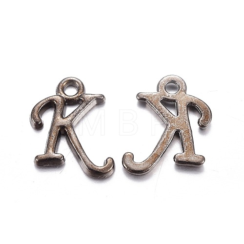 Gunmetal Plated Alloy Letter Pendants PALLOY-J718-01B-K-1