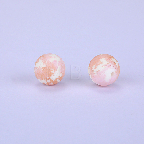 Printed Round Silicone Focal Beads SI-JX0056A-202-1