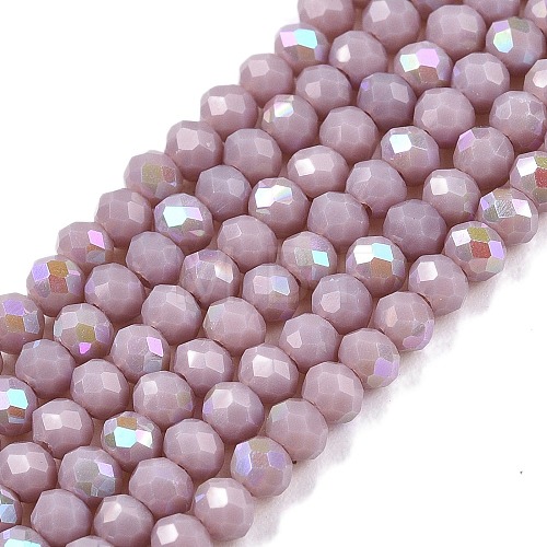 Electroplate Opaque Solid Color Glass Beads Strands EGLA-A044-P2mm-L13-1