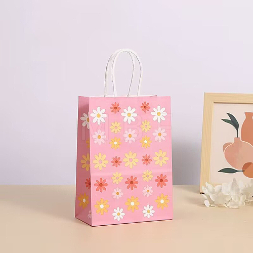 Rectangle with Sunflower Pattern Paper Gift Bags CARB-L012-01B-1